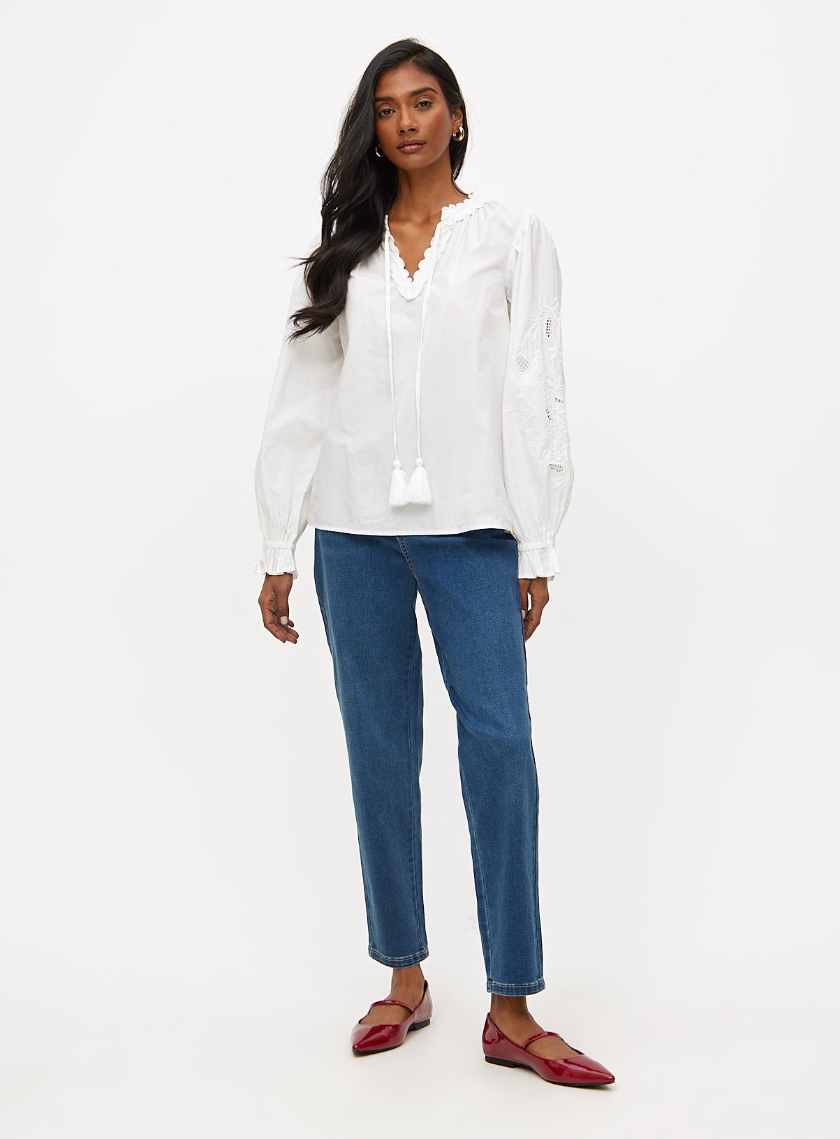 Mid Denim Straight Leg Jeans  8R - Image 2 thumbnail